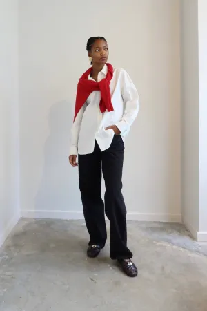 White Crinkle Oversized Button Down Shirt