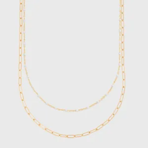 white daisy   paperclip necklace layering set