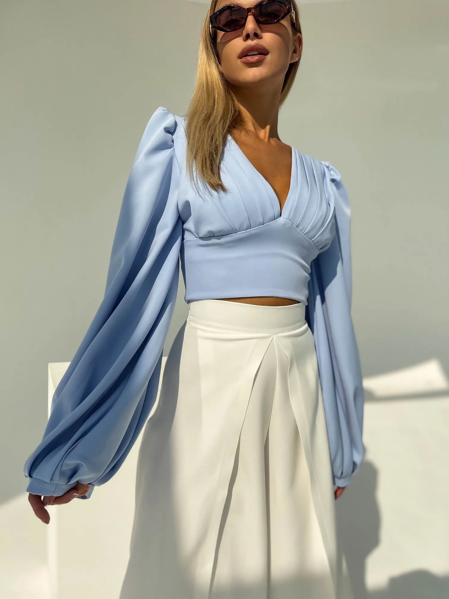 White High Waist Slit Cuff Сulottes