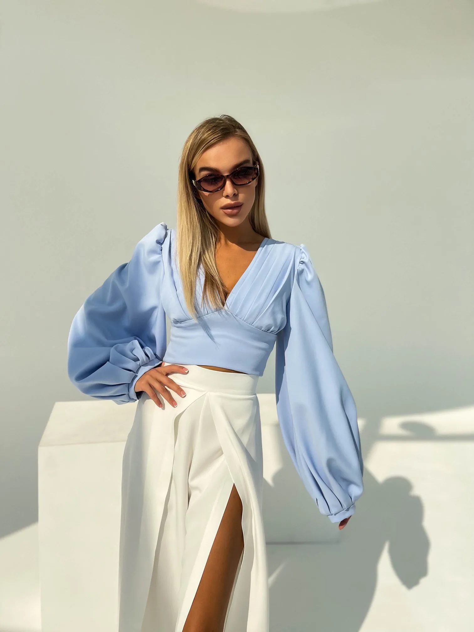 White High Waist Slit Cuff Сulottes