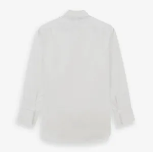 White Pleated Cotton Dress Shirt with T&A Collar and Double Cuffs