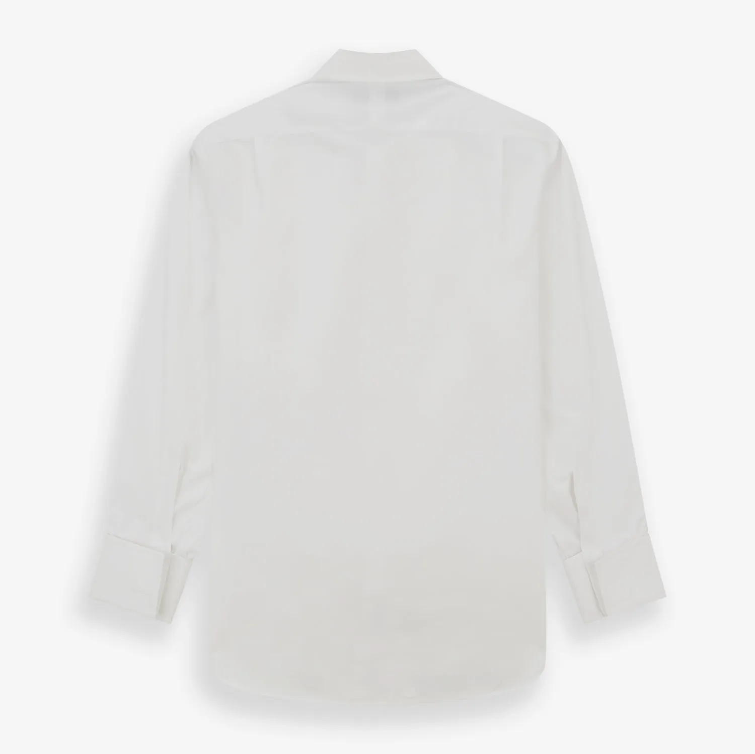 White Pleated Cotton Dress Shirt with T&A Collar and Double Cuffs