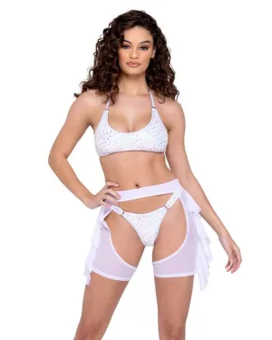 White Sheer Mesh W/ Ruffle Detail Short Chaps Festival Ravewear