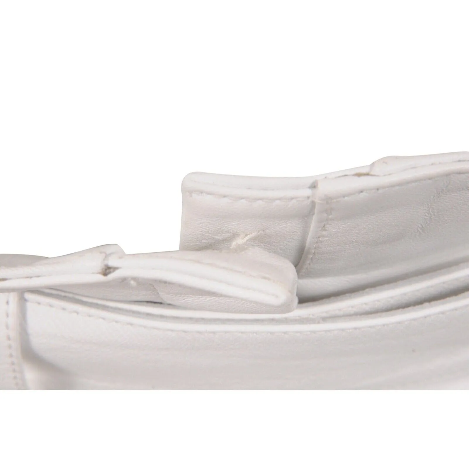 White Slit Leather Belted Trousers High Waist Pants