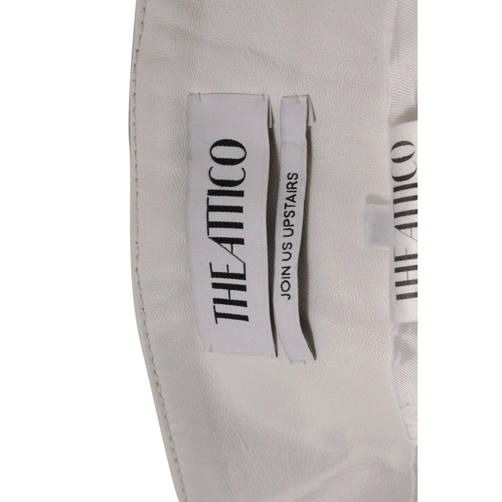 White Slit Leather Belted Trousers High Waist Pants