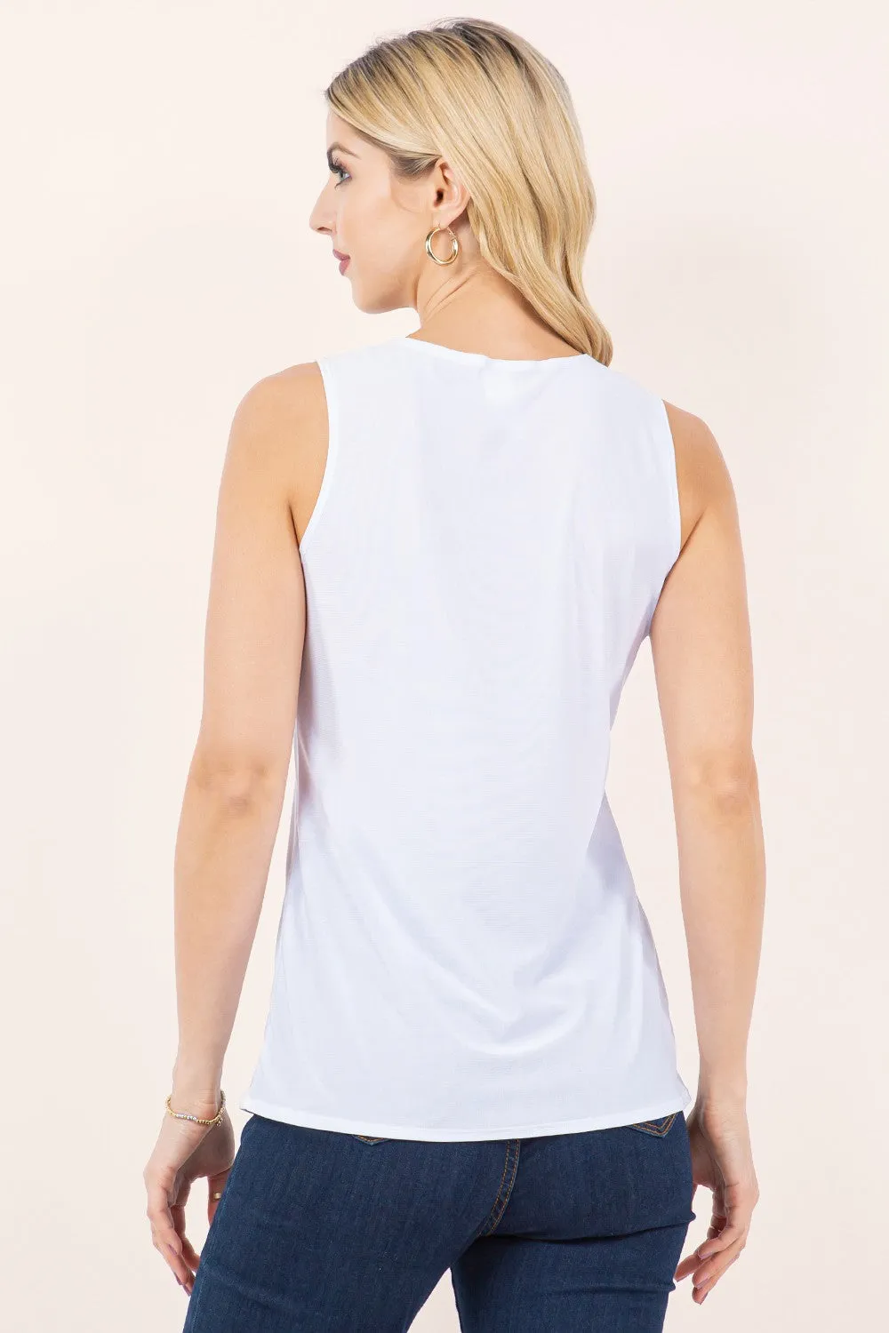 Wide Shoulder Sleeveless Layering Tank- Ivory