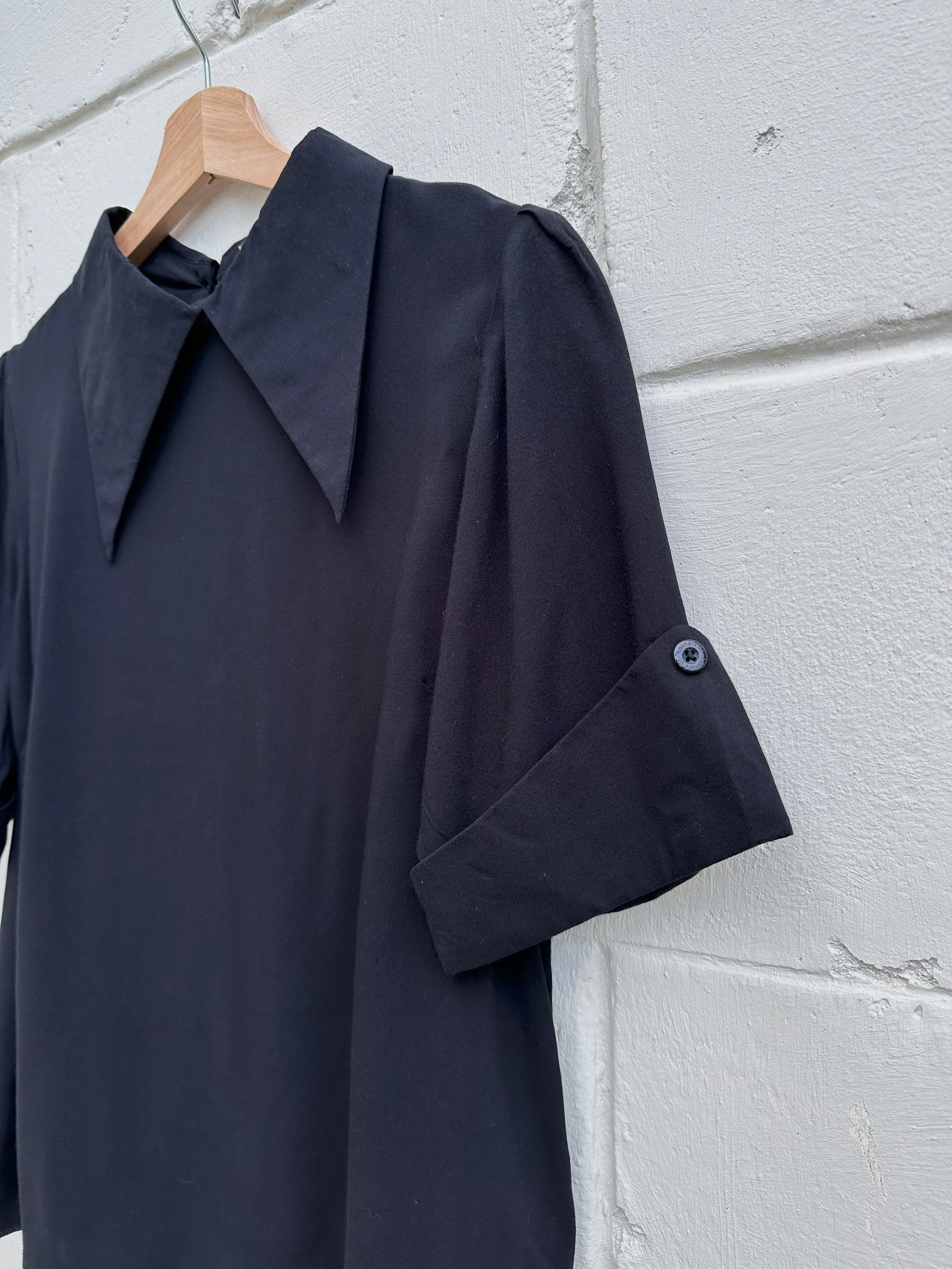 Wing Collar Top in Black