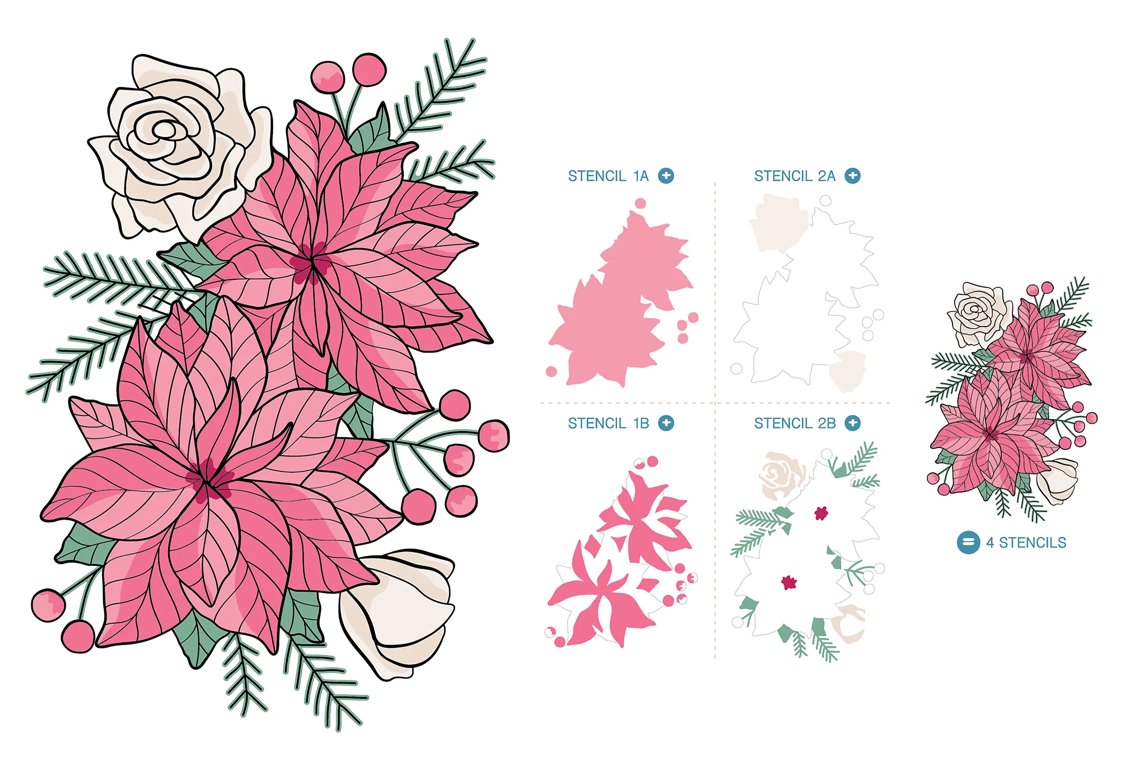 Winter Bouquet Stamps and Layering Stencils Bundle