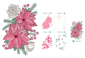 Winter Bouquet Stamps and Layering Stencils Bundle