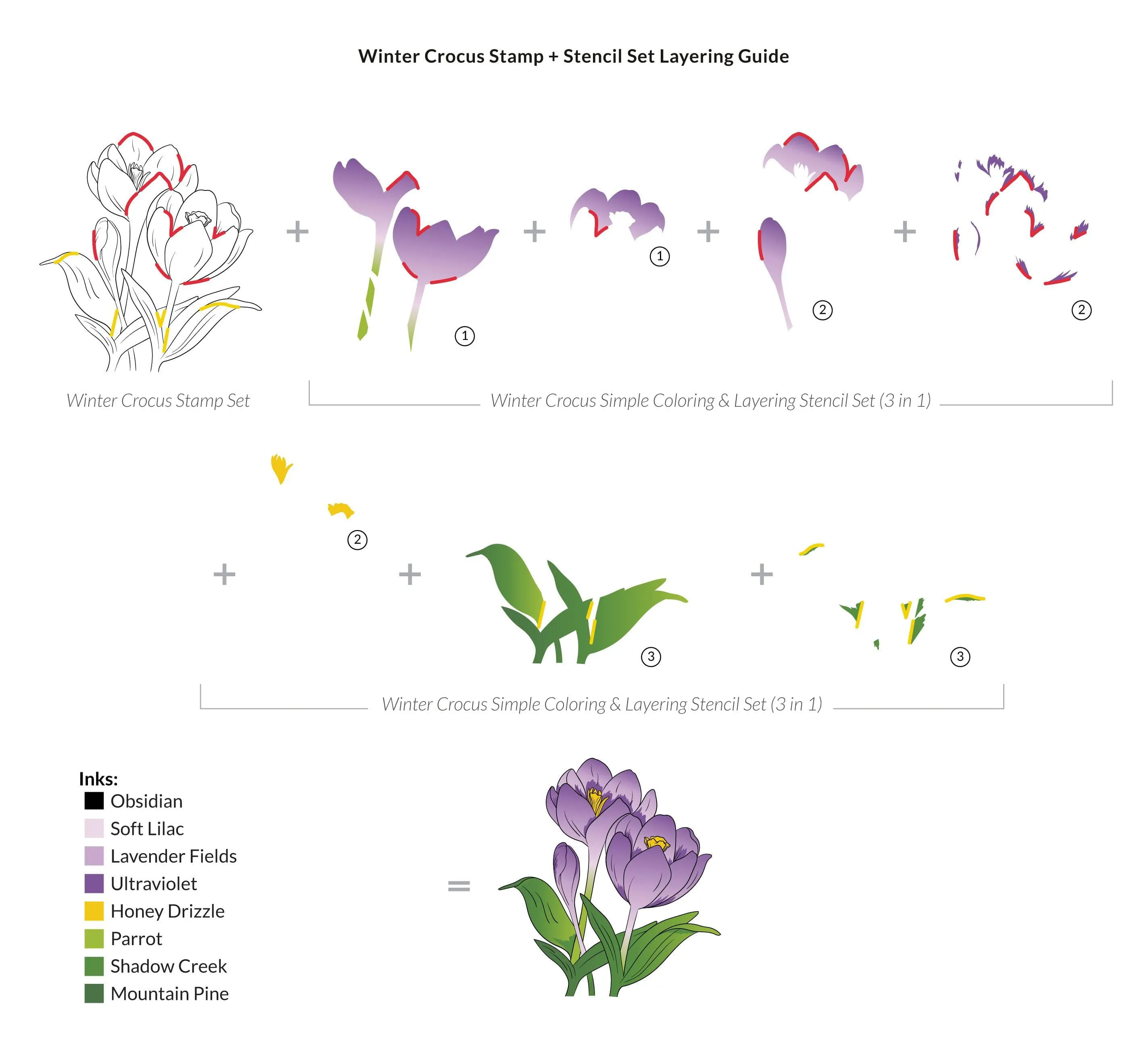 Winter Crocus Layering Stencil Set (3 in1)