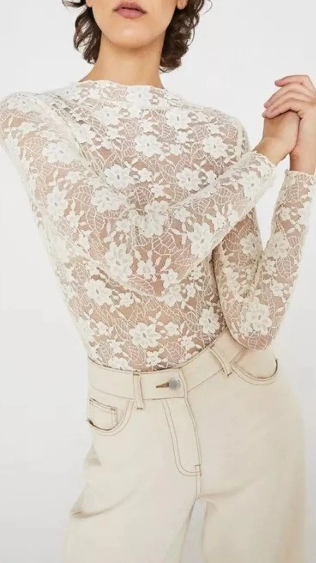 Women Lace Slim Fit Crop Top