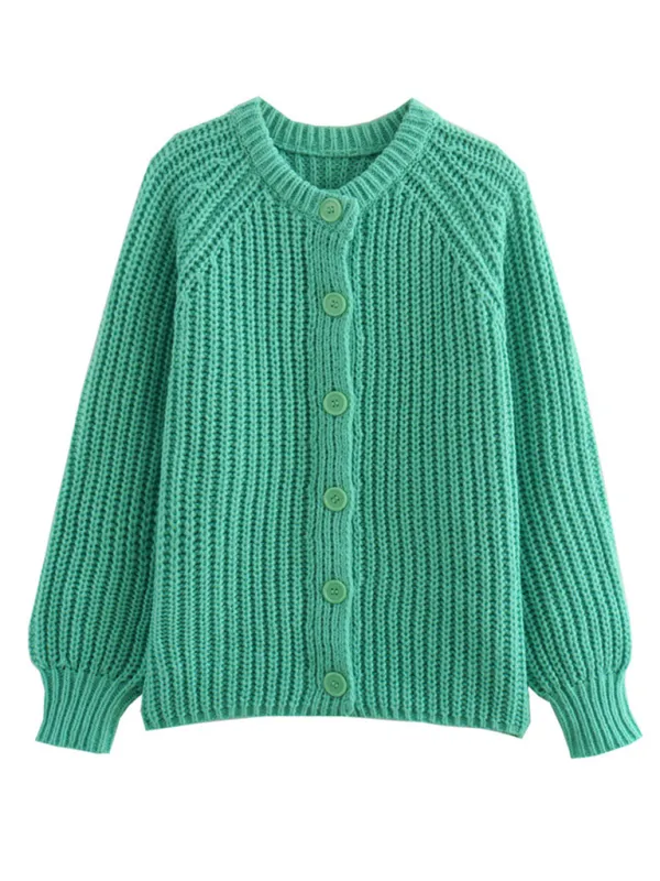 Women Red Ribbed Cardigan for Layering