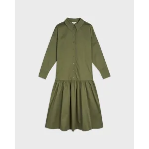 Women Wmd-Ressa-Boxy Shirt Dress With Deep Tier - Olive