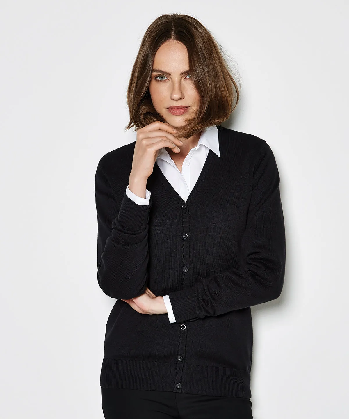 Womens Arundel v-neck cardigan long sleeve (classic fit) | Black
