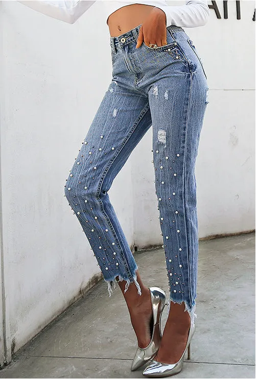 Women's Blue High Waist Jeans