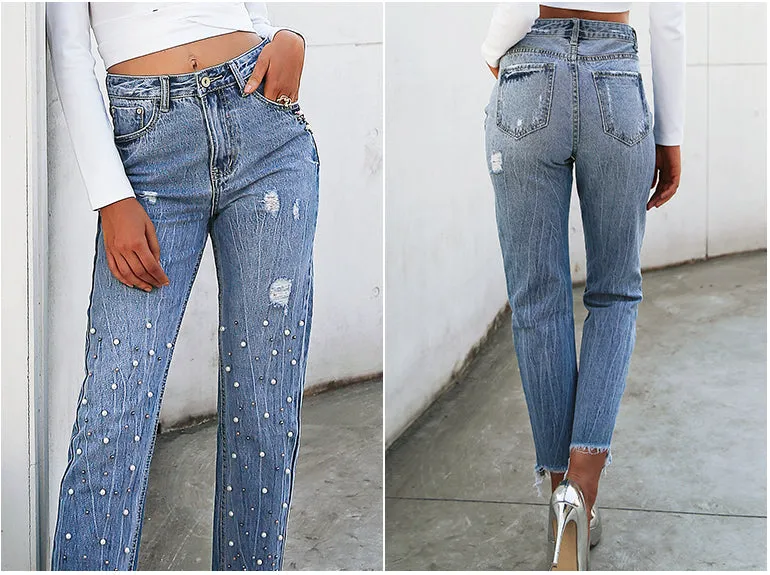 Women's Blue High Waist Jeans