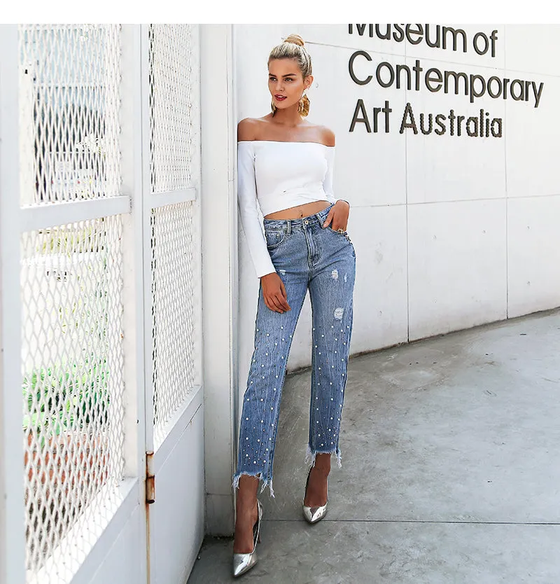 Women's Blue High Waist Jeans