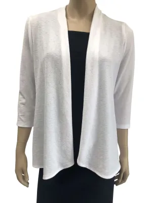 Women's Cardigan White Cover up Quality White Stretch fabric Best Selkler on Sale White Jacket now 50 off Quality made in Canada Yvonne Marie Boutiques Over 30 Years