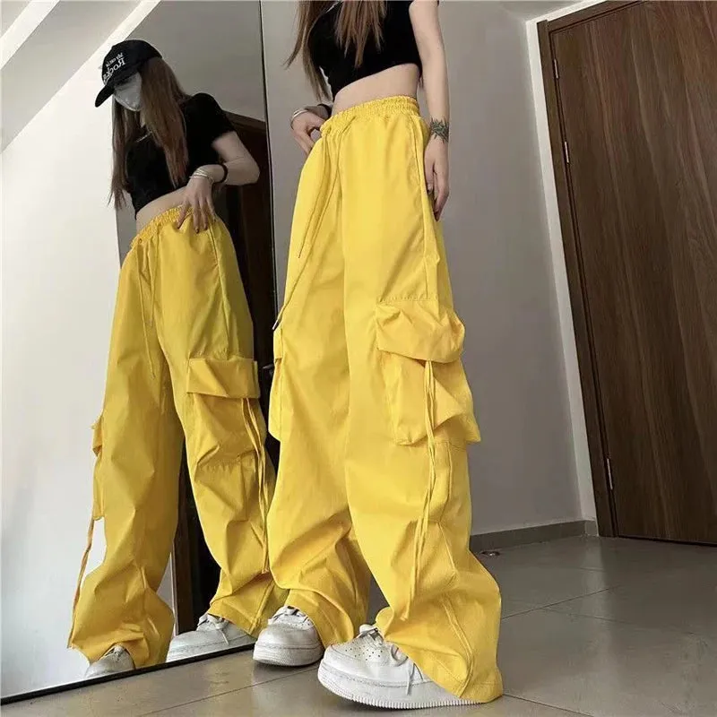 Women's Cargo Wide Leg High Waist Fashion Designer Pants