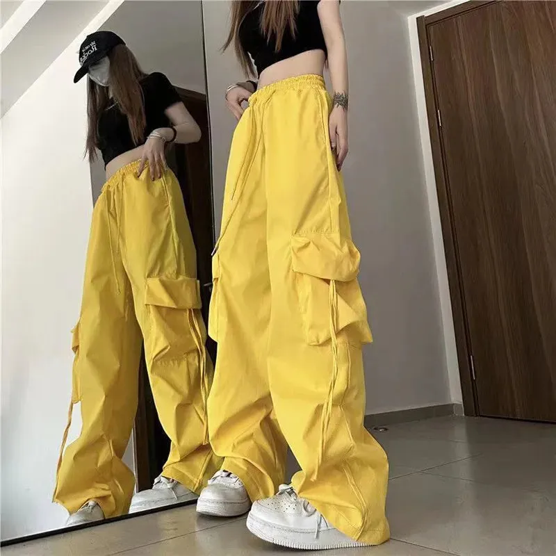 Women's Cargo Wide Leg High Waist Fashion Designer Pants