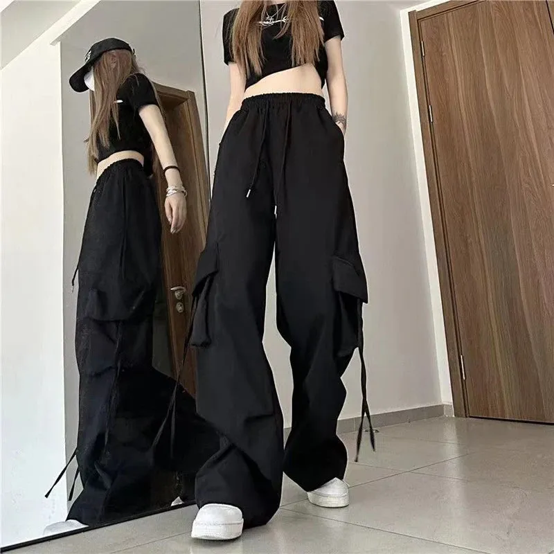 Women's Cargo Wide Leg High Waist Fashion Designer Pants