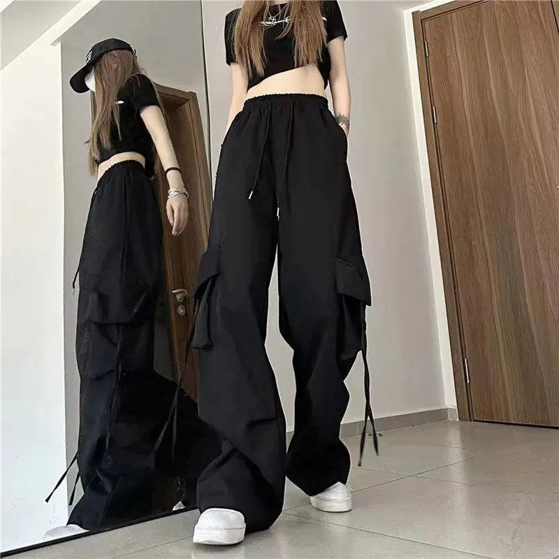 Women's Cargo Wide Leg High Waist Fashion Designer Pants