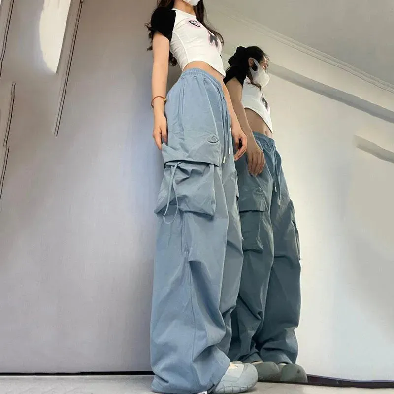 Women's Cargo Wide Leg High Waist Fashion Designer Pants
