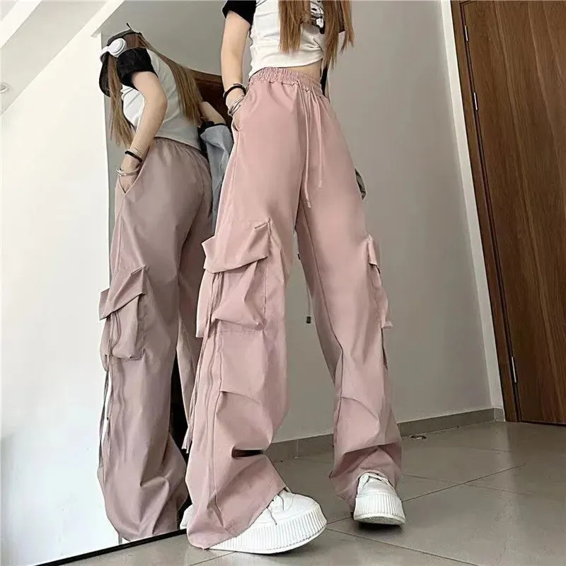 Women's Cargo Wide Leg High Waist Fashion Designer Pants
