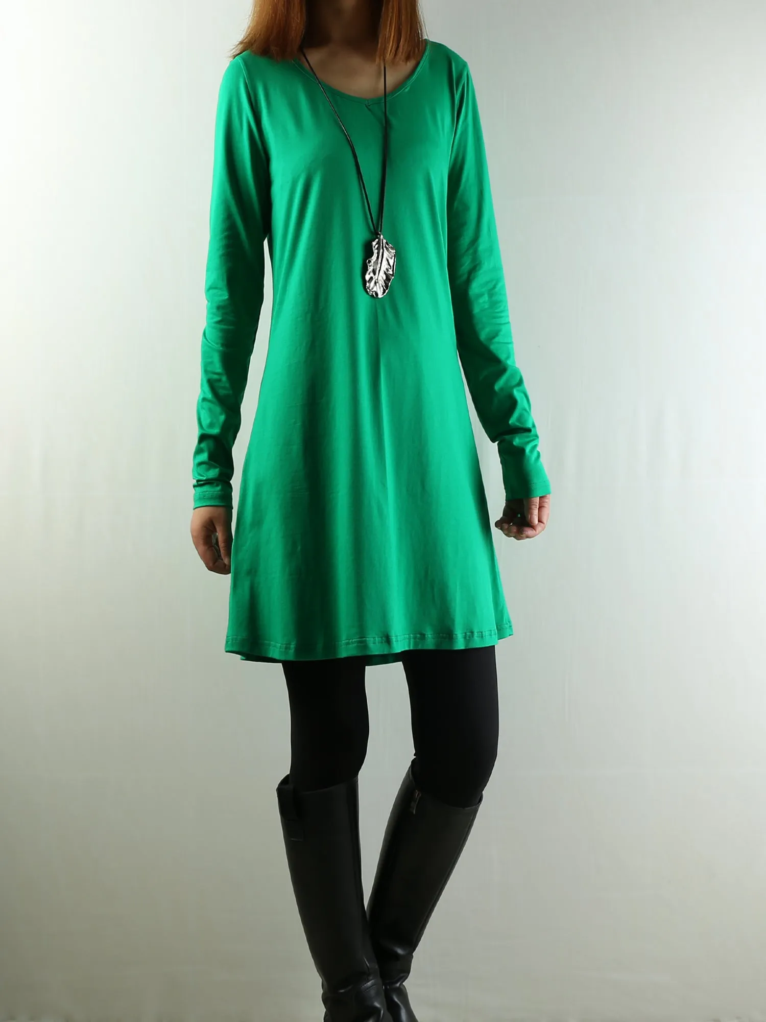 Women's Dress Set/V-neck cotton dress/Boho Cotton Layered Tunic Dress Set/long sleeve top(Q1702)