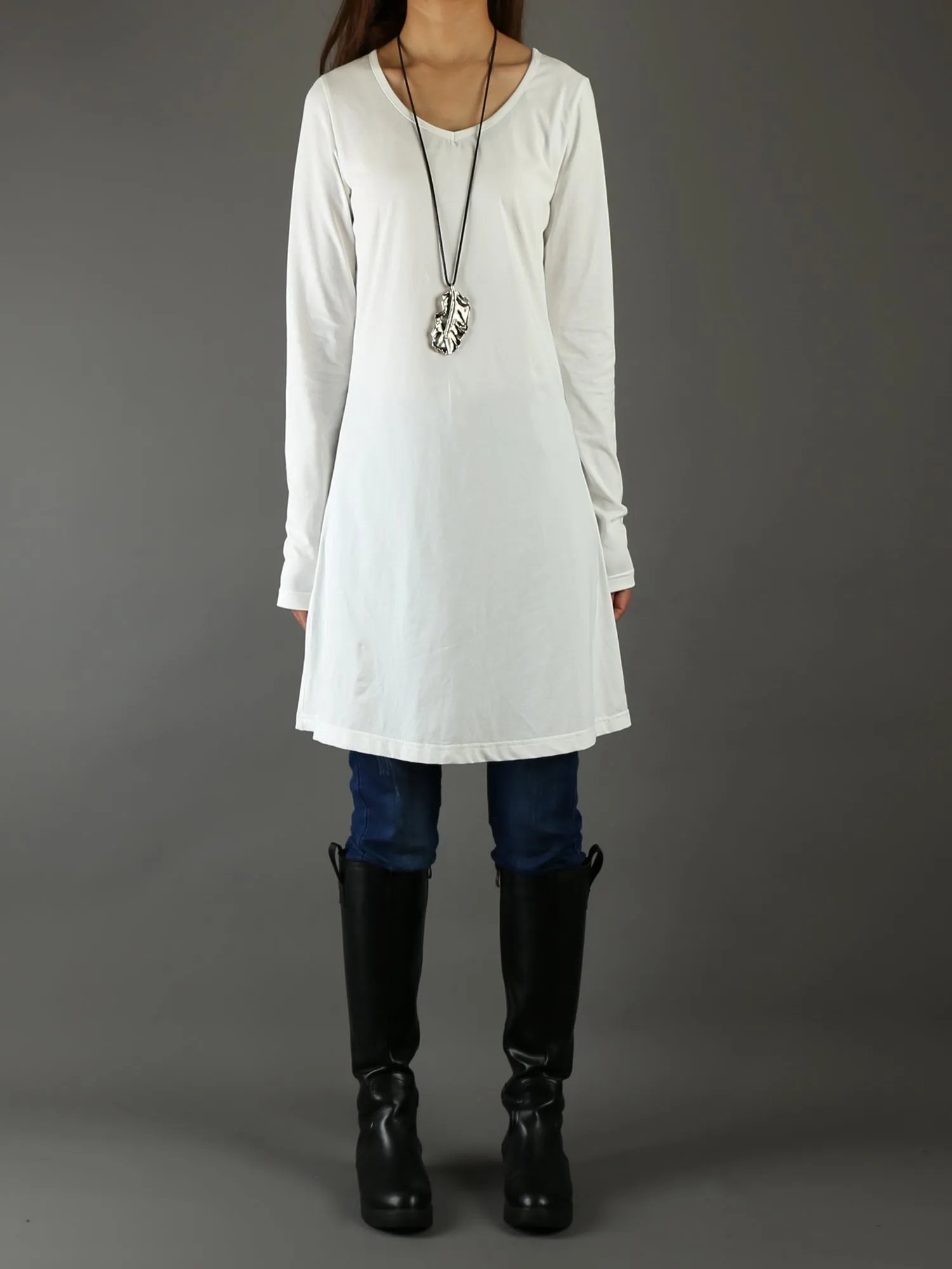 Women's Dress Set/V-neck cotton dress/Boho Cotton Layered Tunic Dress Set/long sleeve top(Q1702)