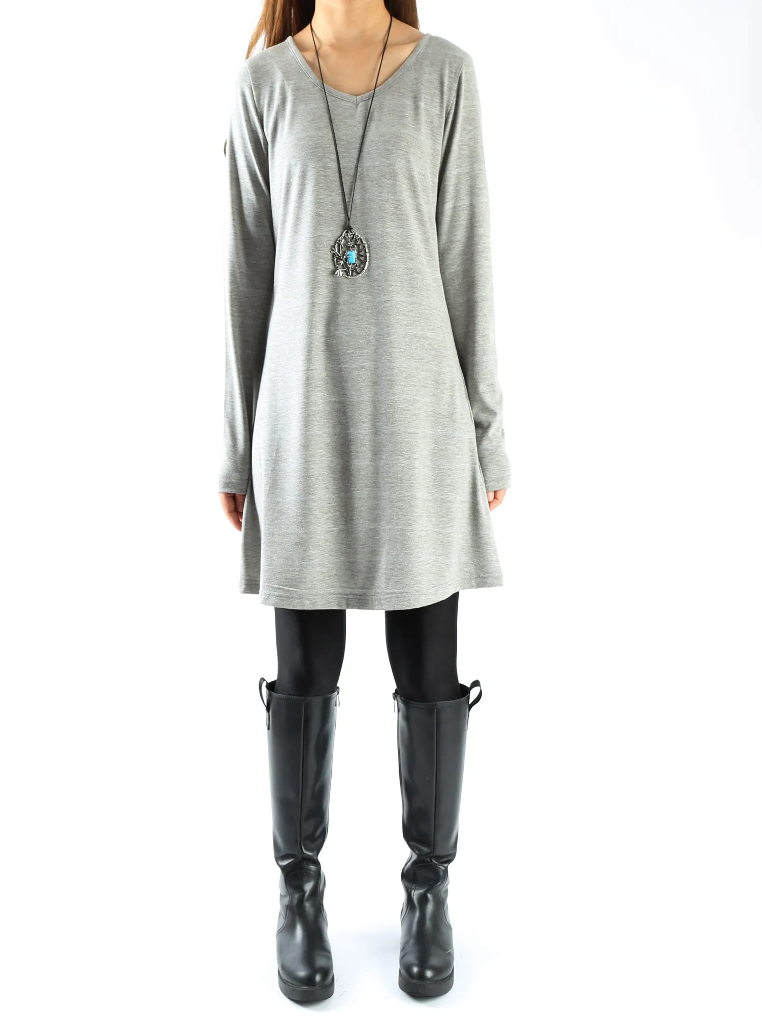 Women's Dress Set/V-neck cotton dress/Boho Cotton Layered Tunic Dress Set/long sleeve top(Q1702)