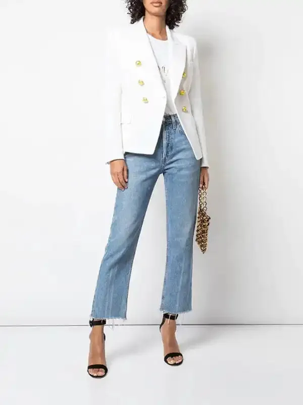 Women’s fashion short double-breasted blazer