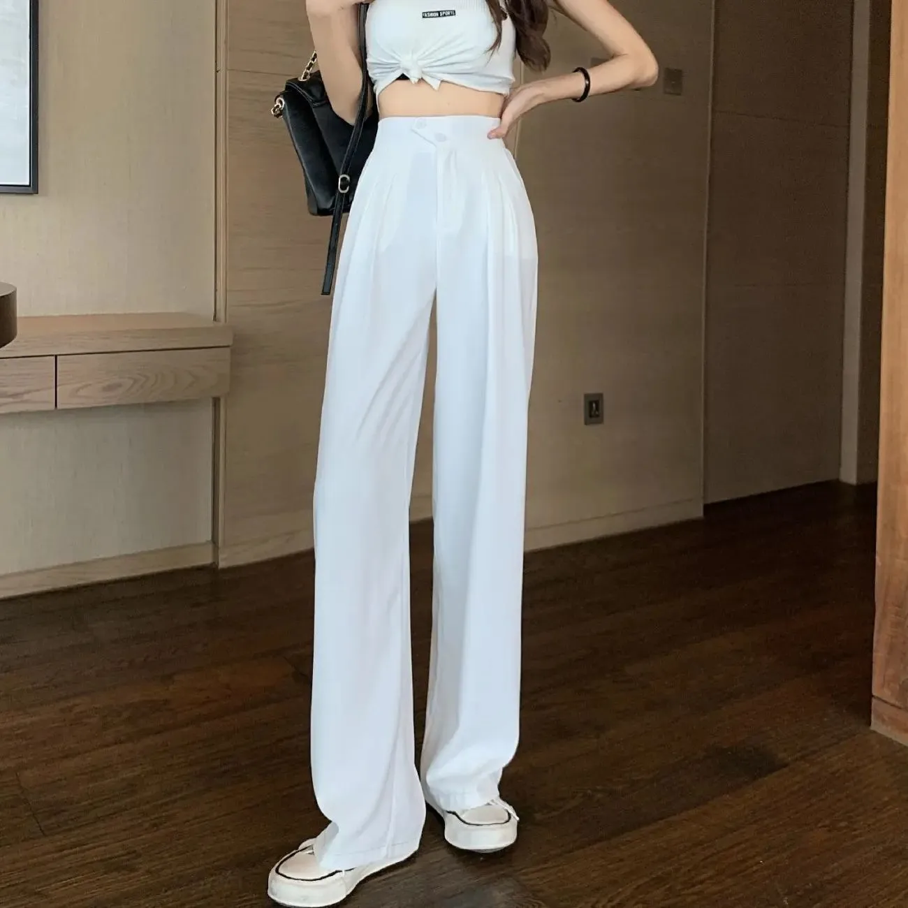 Women's For High Waist Covering Belly Thin Loose Pants