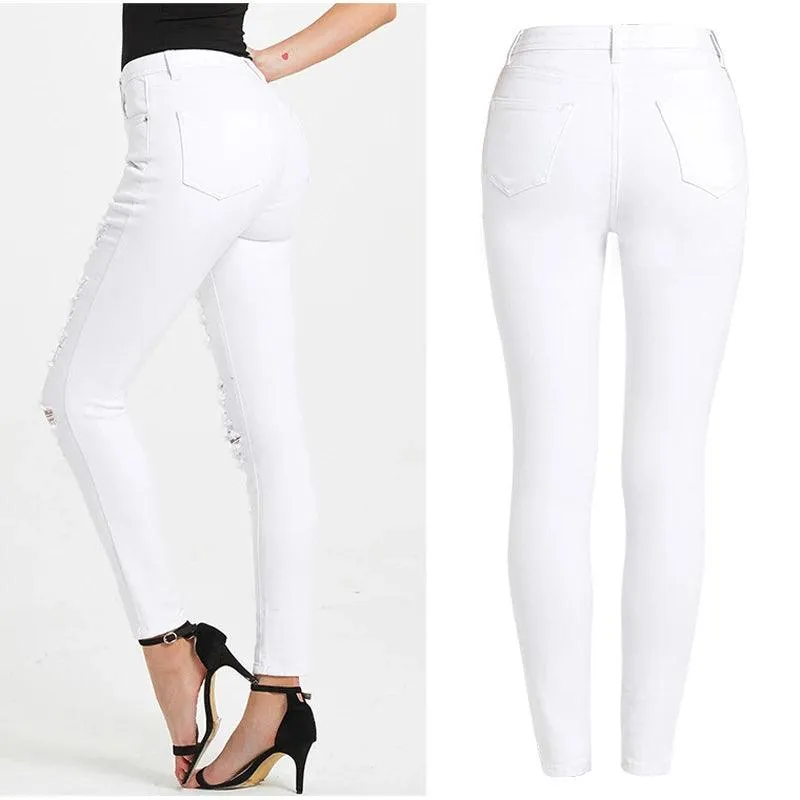 Women's High Waist Piercing Jeans Military
