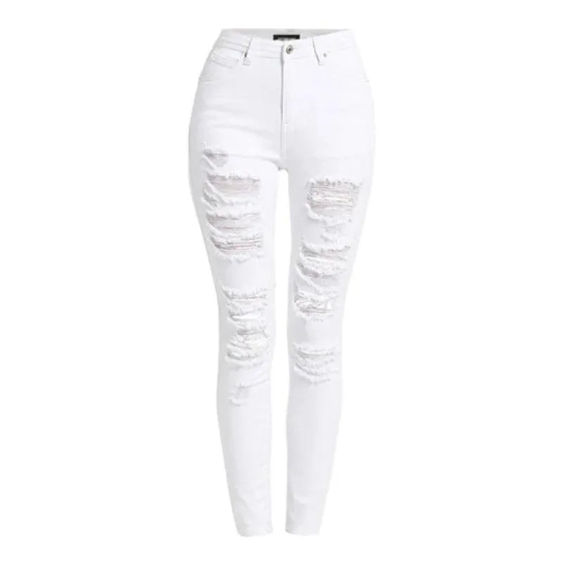 Women's High Waist Piercing Jeans Military