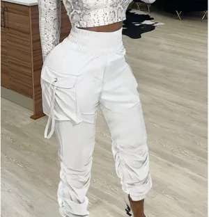 Women's High Waist Pleating Casual Trousers Work Clothes Pants