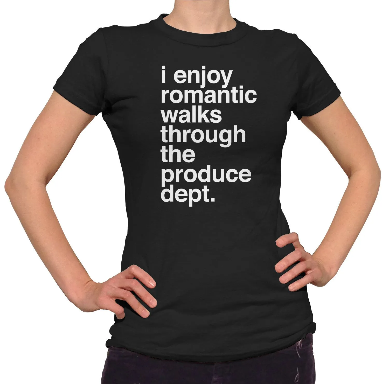 Women's I Enjoy Romantic Walks Through the Produce Department T-Shirt - Foodie Vegan Vegetarian