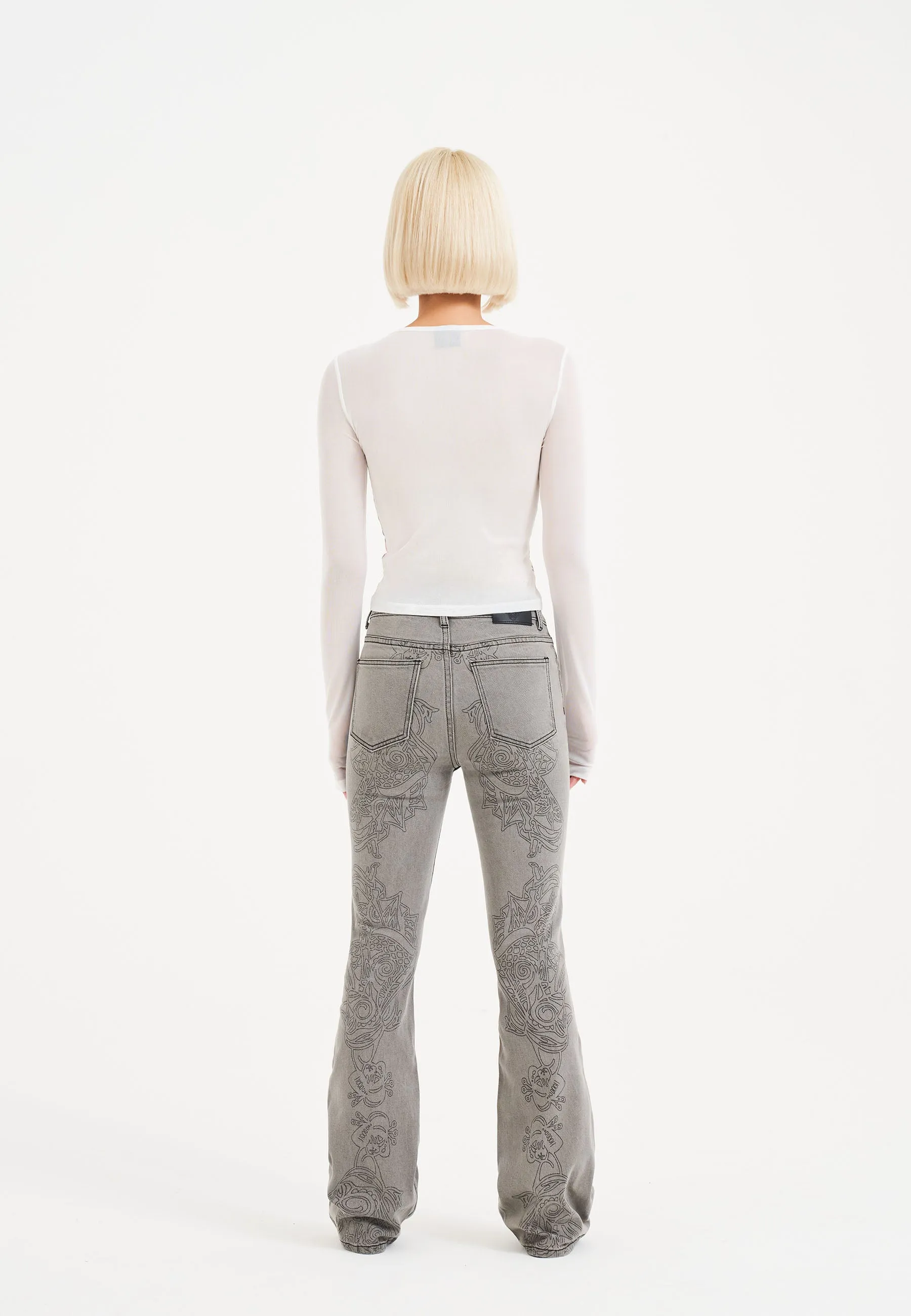 Womens Ice Geisha Mesh Long Sleeve Tshirt Top - White