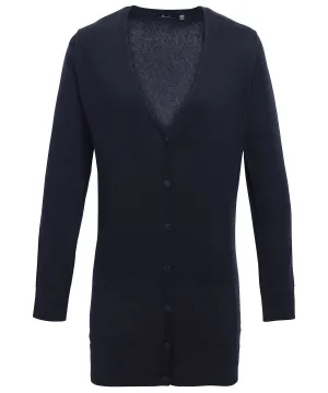 Womens longline knitted cardigan | Navy
