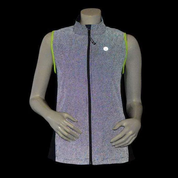 Women's Newport Packable Reflective Vest in Navy/Flo Lime