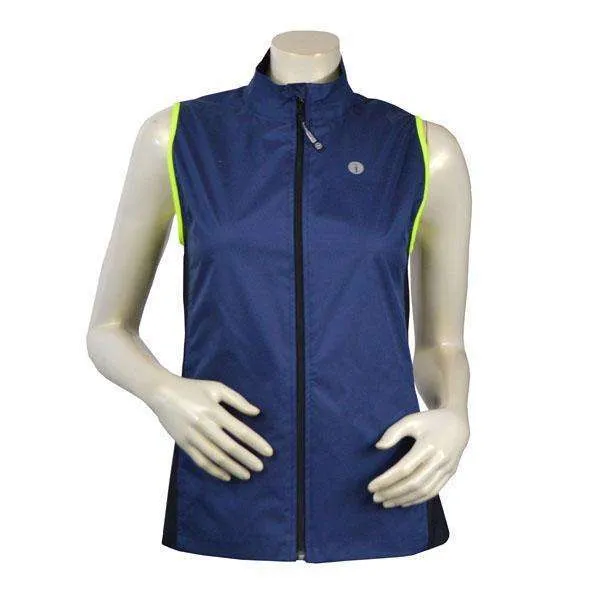Women's Newport Packable Reflective Vest in Navy/Flo Lime