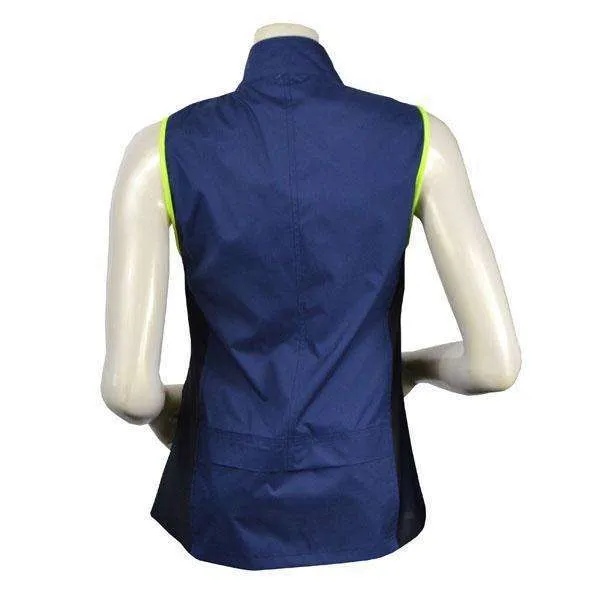 Women's Newport Packable Reflective Vest in Navy/Flo Lime