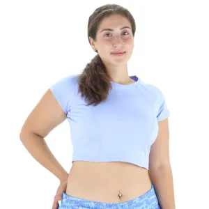 Women's Short Sleeve Sport Crop Top,Blue
