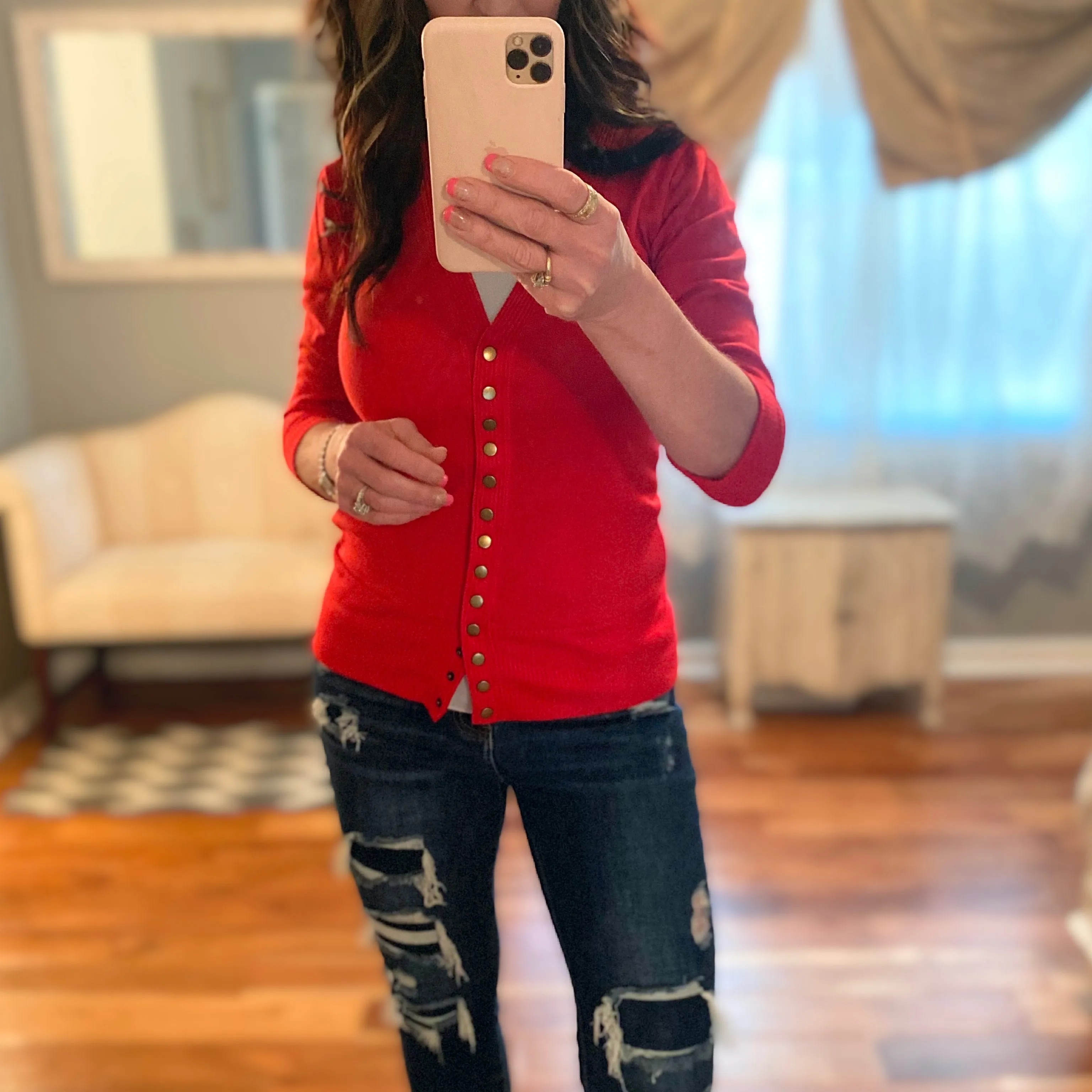 Womens Snap Front Sweater Cardigan