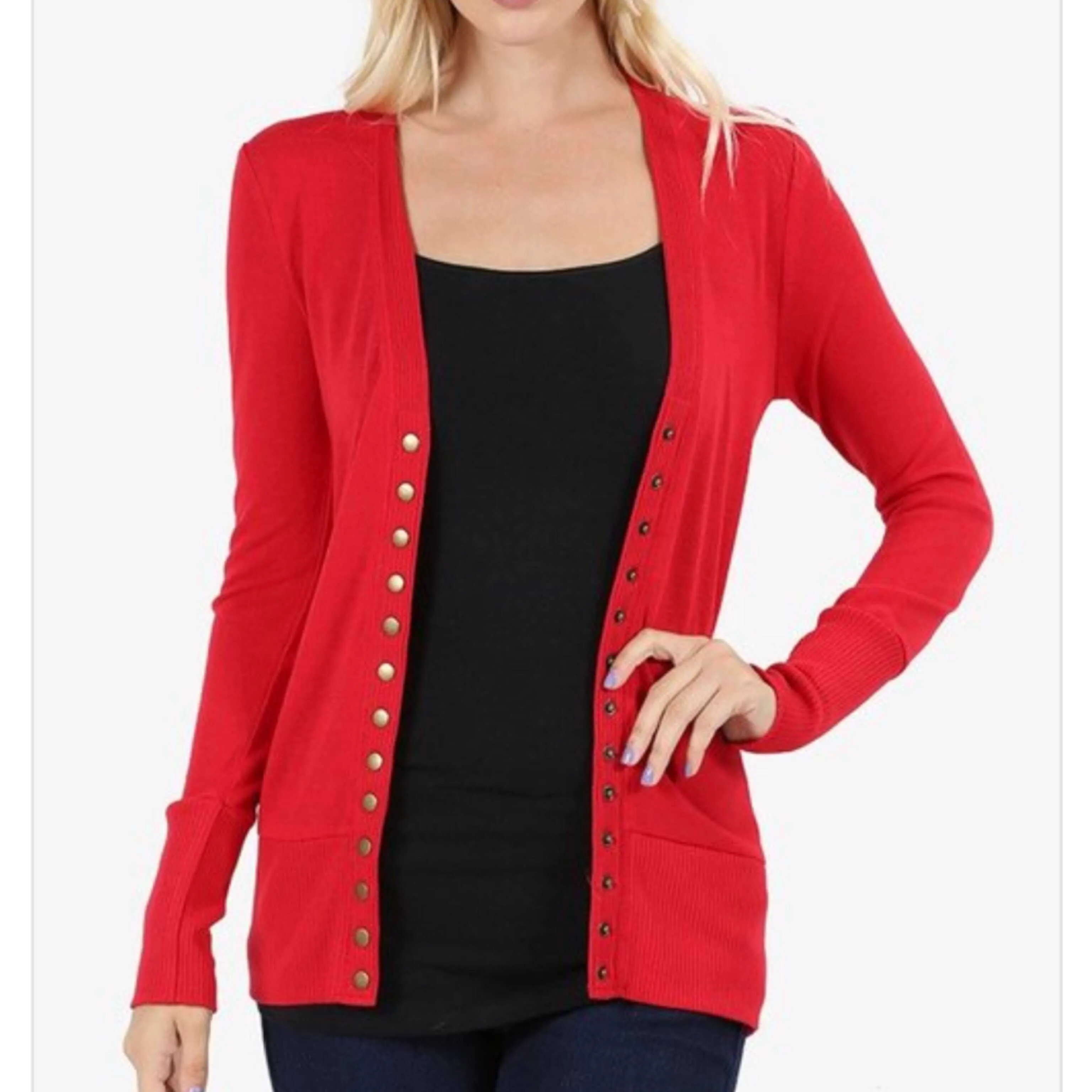 Womens Snap Front Sweater Cardigan