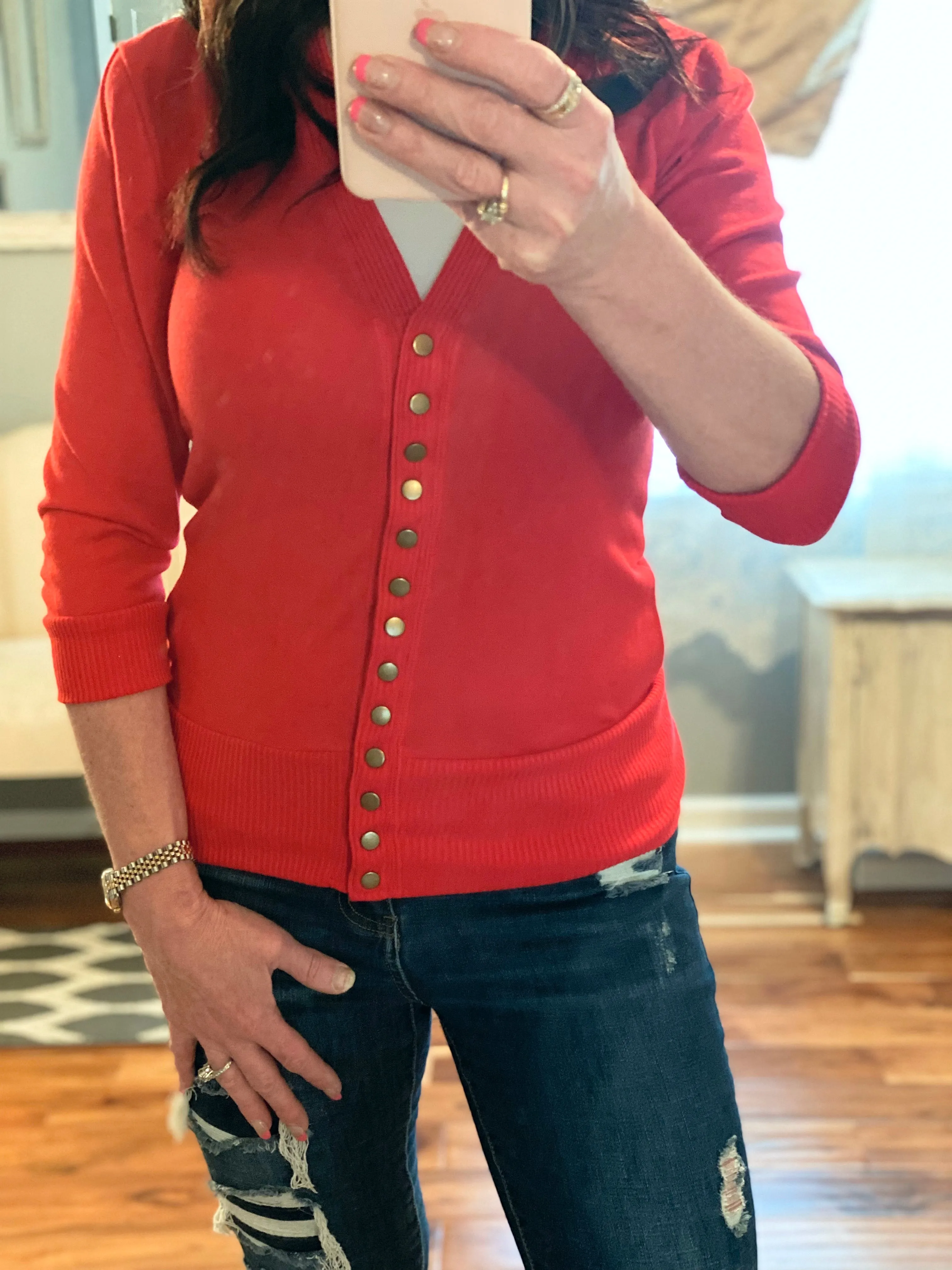 Womens Snap Front Sweater Cardigan