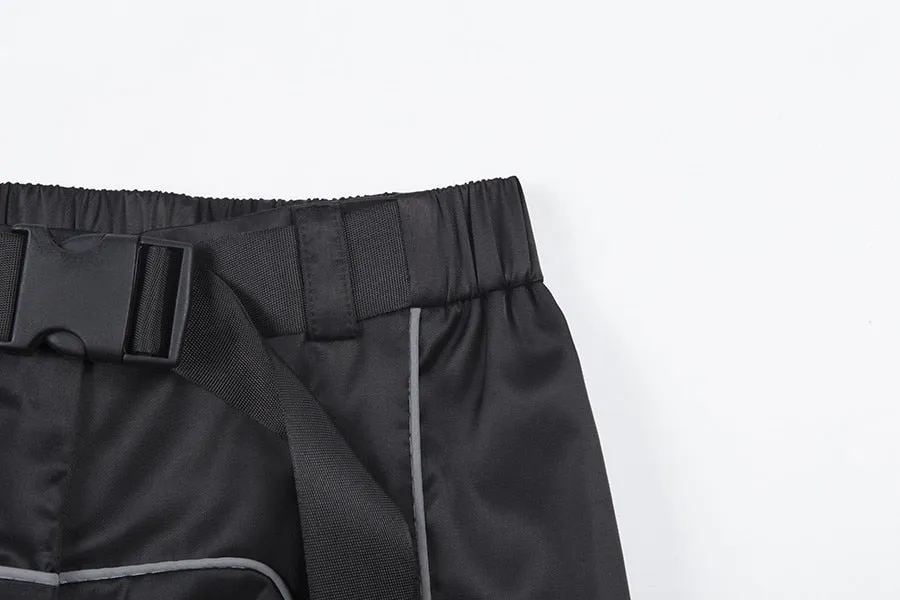 Women's Spring/Autumn Patchwork Cargo Pants With Reflective Stripes