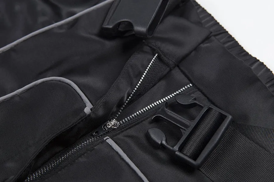 Women's Spring/Autumn Patchwork Cargo Pants With Reflective Stripes