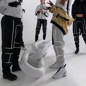 Women's Spring/Autumn Patchwork Cargo Pants With Reflective Stripes