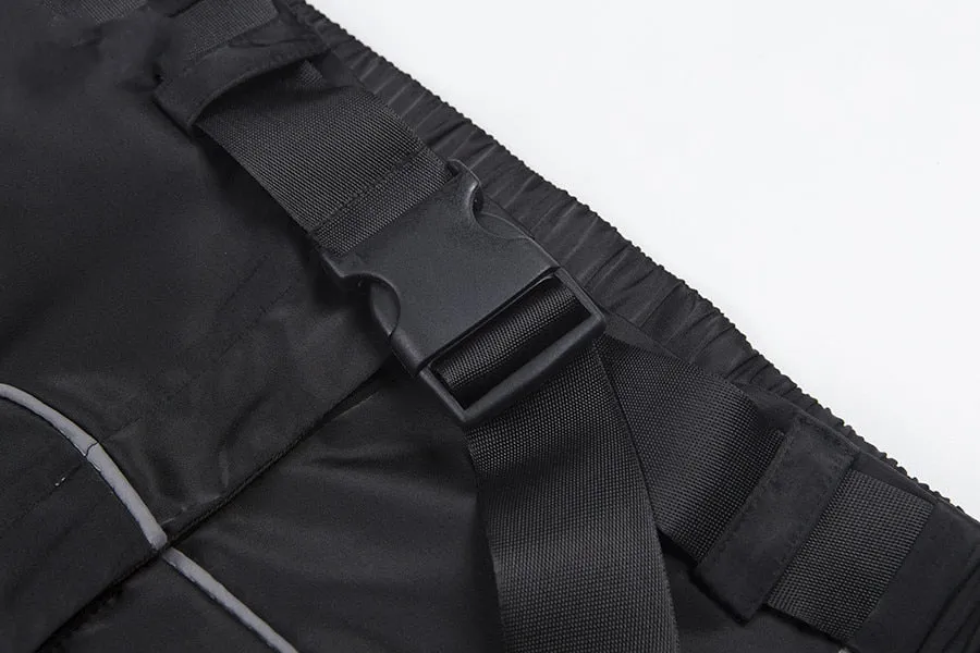 Women's Spring/Autumn Patchwork Cargo Pants With Reflective Stripes